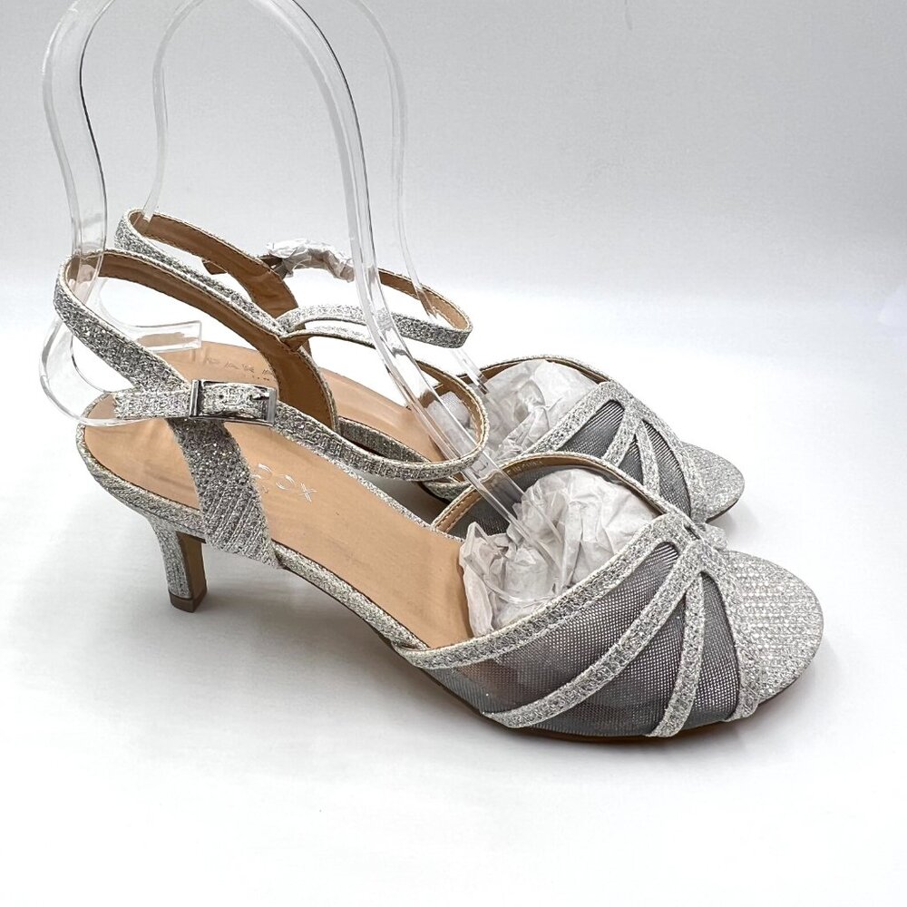 Paradox London Womens Size 7.5 Silver Formal Evening Dress Sandals Heels Shoes